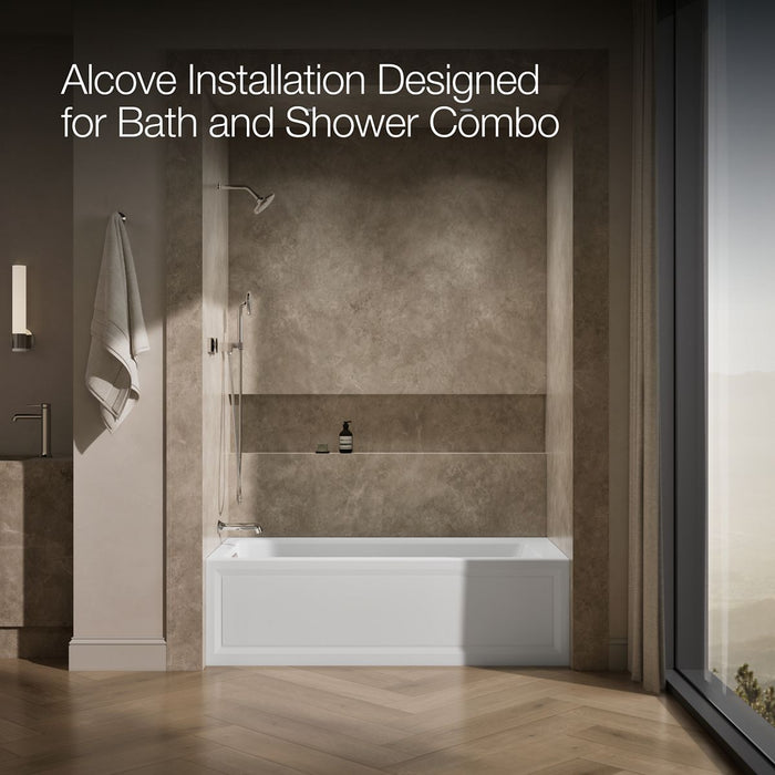 KOHLER Archer 66" x 32" alcove Heated BubbleMassage air bath, left drain