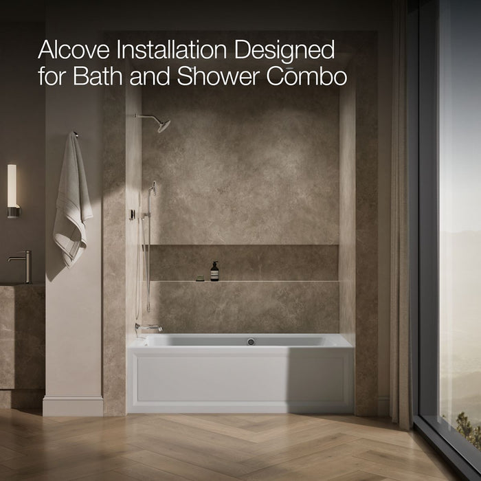 KOHLER K-1949-GHLAW Archer 66" x 32" alcove Heated BubbleMassage air bath with Bask heated surface, left drain, ice grey...
