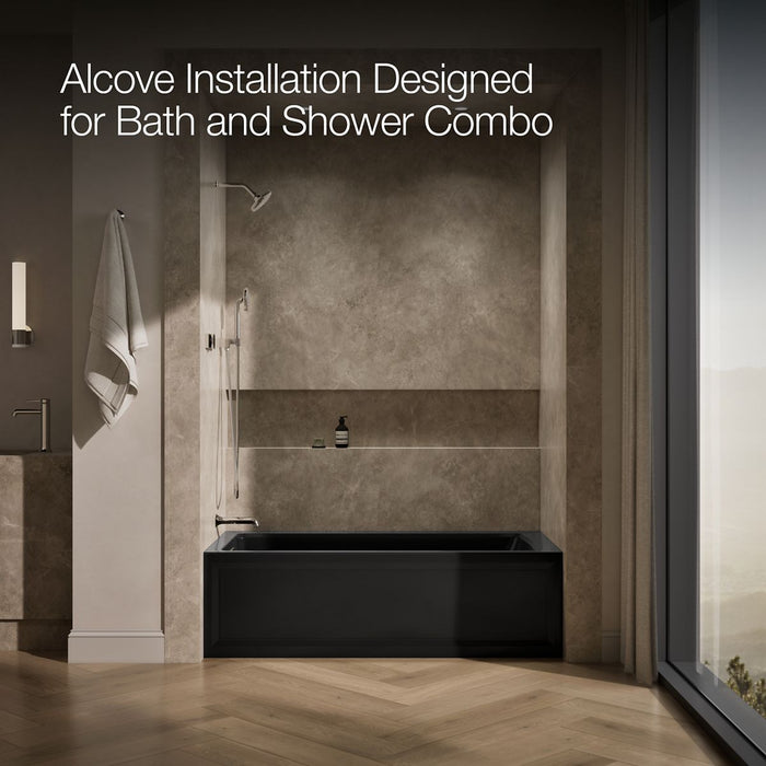 KOHLER K-1949-LA Archer 66" x 32" integral apron whirlpool with integral flange and left-hand drain, black black - view 3