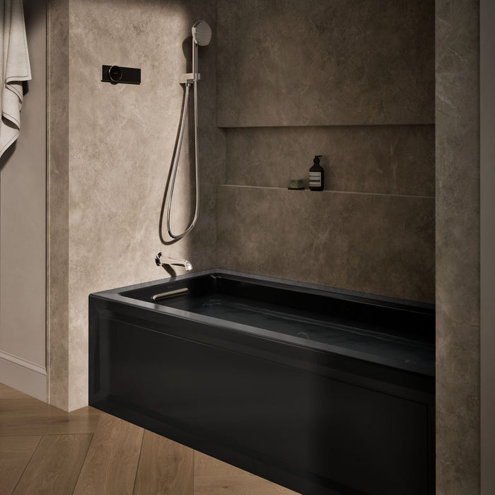 KOHLER K-1949-LA Archer 66" x 32" integral apron whirlpool with integral flange and left-hand drain, black black - view 4