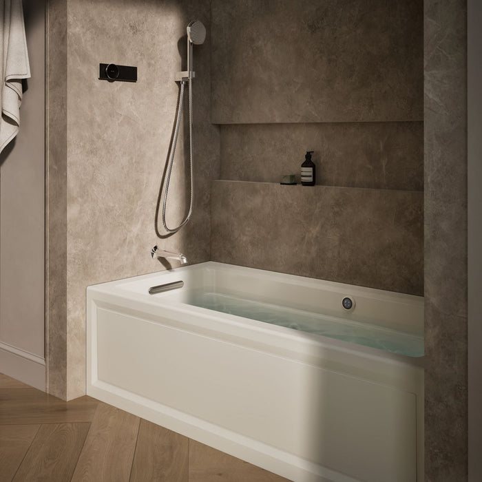 KOHLER K-1949-LAW Archer 66" x 32" alcove whirlpool bath with Bask heated surface, left drain, biscuit - view 3