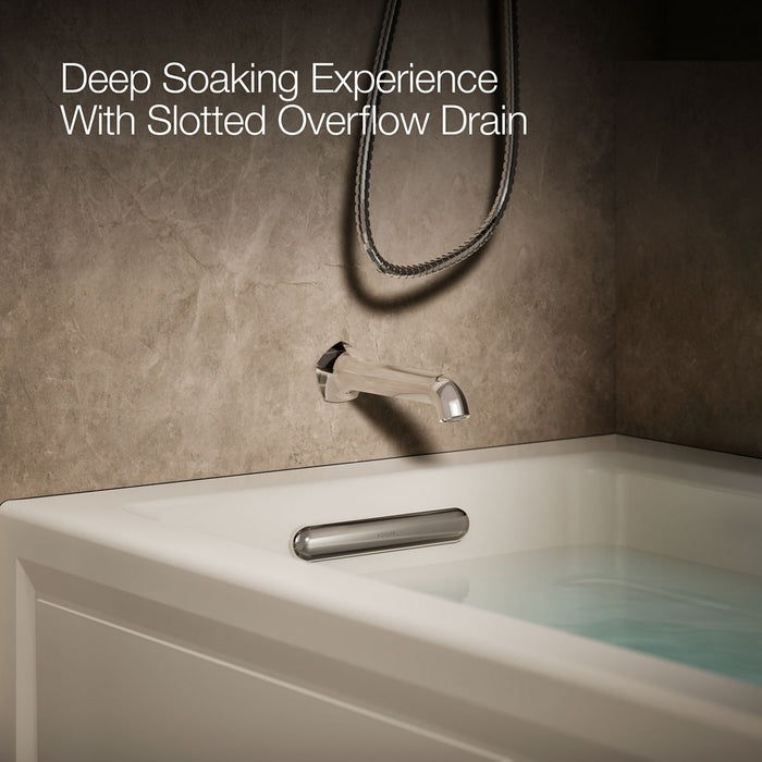 KOHLER K-1949-LAW Archer 66" x 32" alcove whirlpool bath with Bask heated surface, left drain, biscuit - view 4
