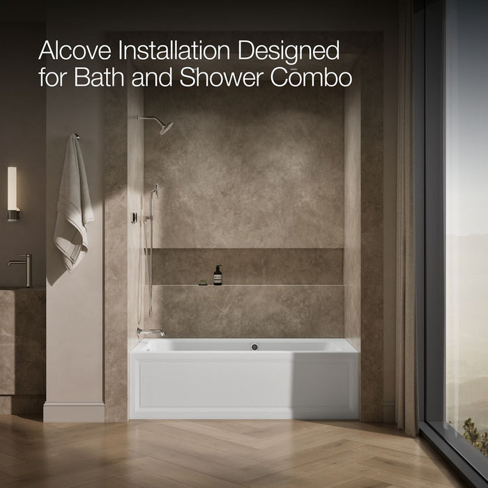 KOHLER K-1949-LAW Archer 66" x 32" alcove whirlpool bath with Bask heated surface, left drain, white - view 2
