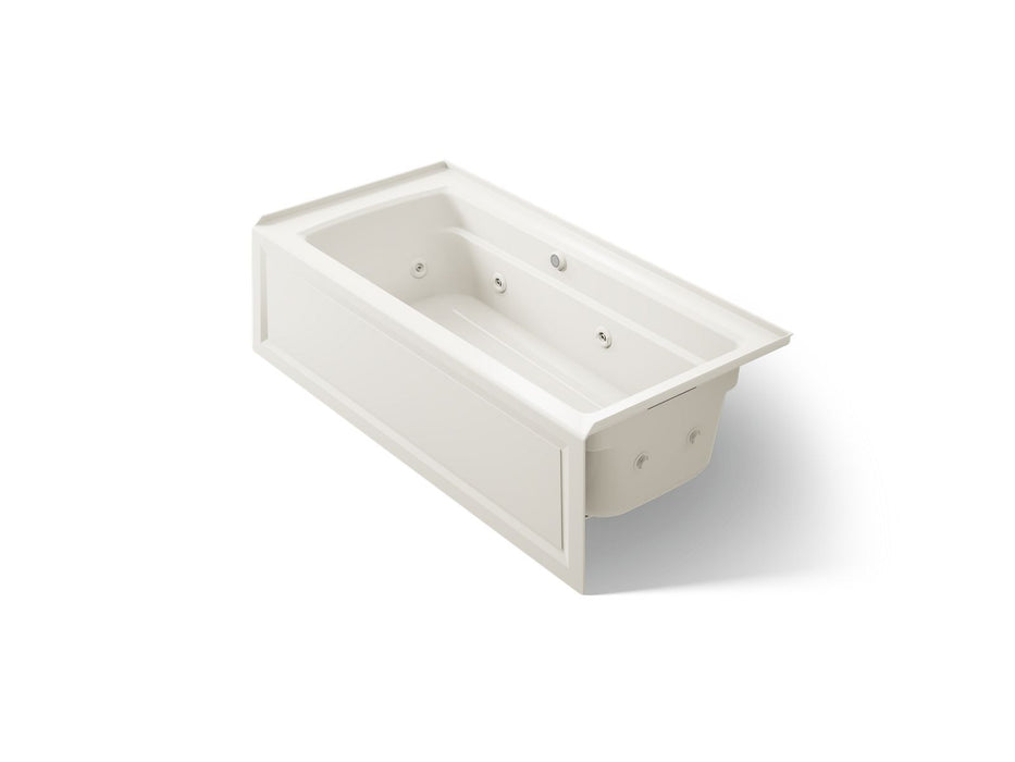 KOHLER K-1949-RAW Archer 66" x 32" alcove whirlpool bath with Bask heated surface, right drain, biscuit