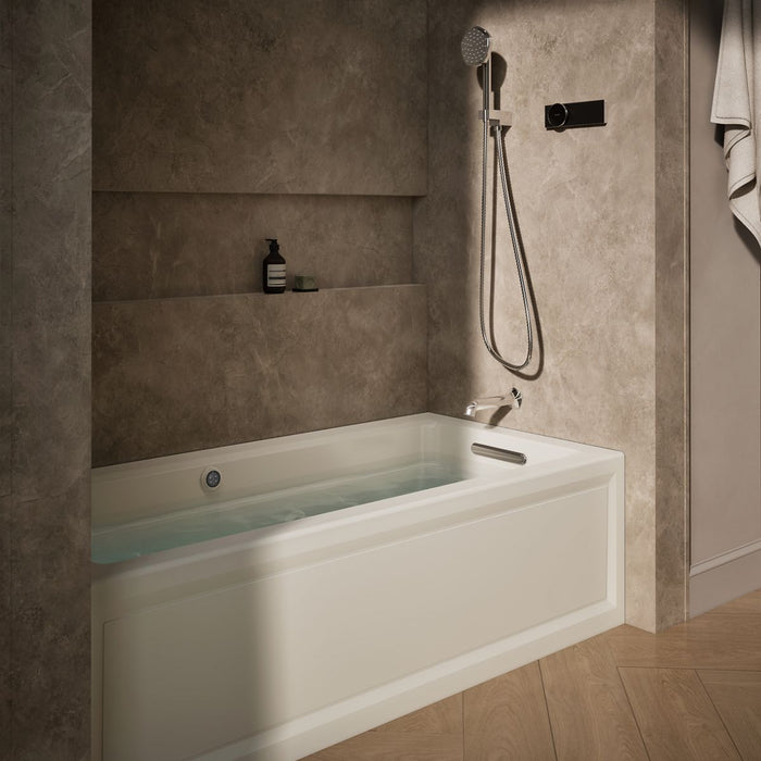 KOHLER K-1949-RAW Archer 66" x 32" alcove whirlpool bath with Bask heated surface, right drain, biscuit - view 3