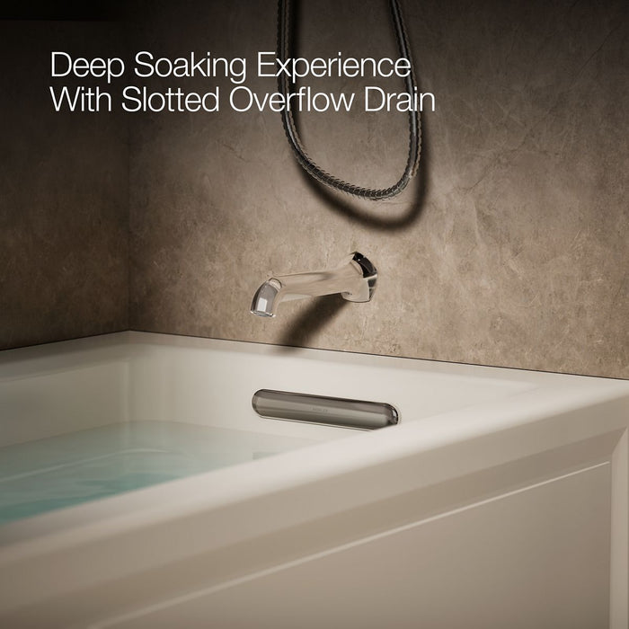 KOHLER K-1949-RAW Archer 66" x 32" alcove whirlpool bath with Bask heated surface, right drain, biscuit - view 4