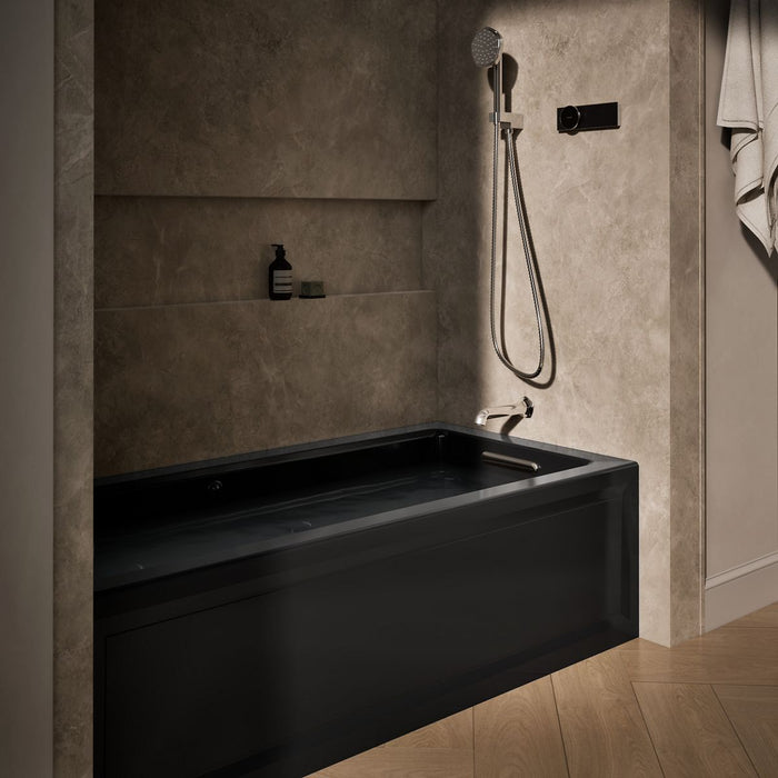 KOHLER K-1949-XGHRA Archer 66" x 32" alcove Heated BubbleMassage air bath and whirlpool, right drain, black black - view 3