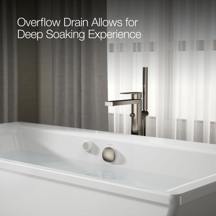 KOHLER K-1959-GHW Stargaze 72" x 36" freestanding Heated BubbleMassage air bath with Bask heated surface and fluted shro