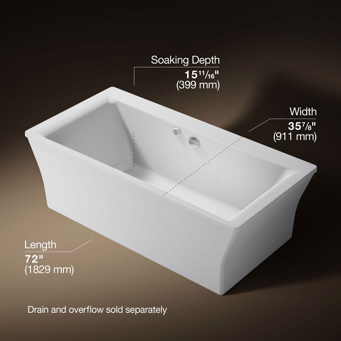 KOHLER K-1959-GH Stargaze 72" x 36" freestanding Heated BubbleMassage air bath with fluted shroud