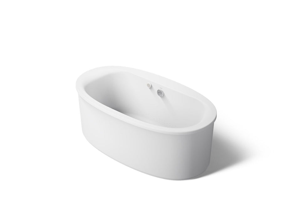 KOHLER Sunstruck 65-1/2" x 35-1/2" freestanding Heated BubbleMassage air bath with straight shroud