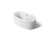 KOHLER Sunstruck 65-1/2" x 35-1/2" freestanding Heated BubbleMassage air bath with Bask heated surface and straight shroud