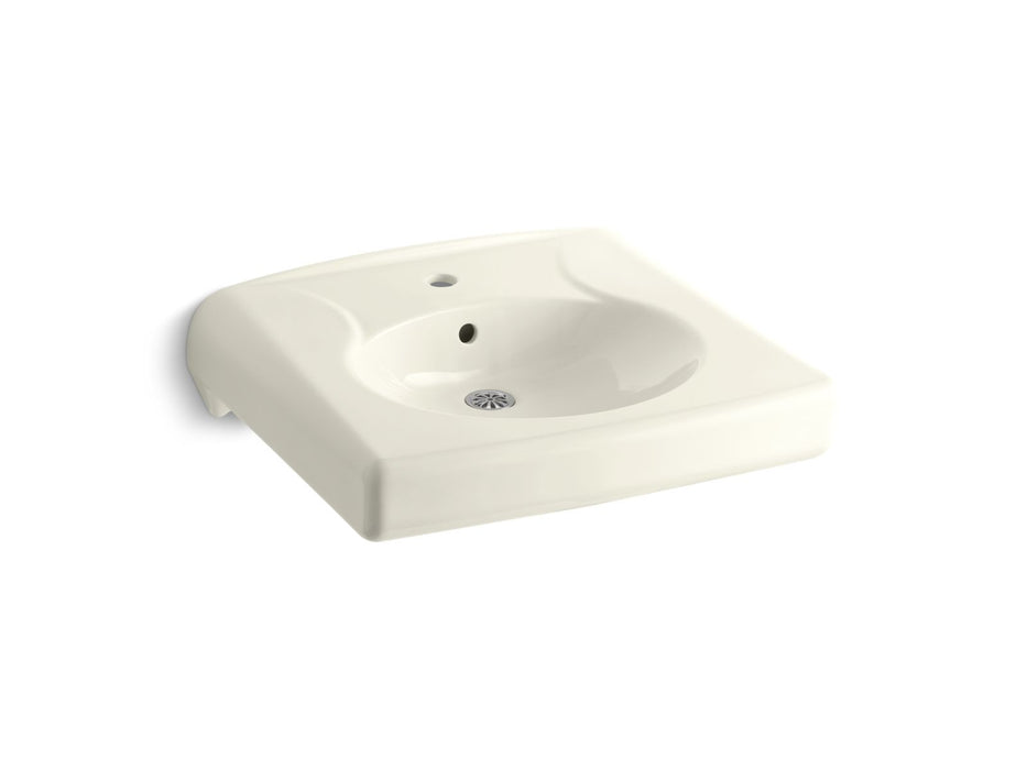 KOHLER Brenham Wall-mount or concealed carrier arm mount commercial bathroom sink with single faucet hole