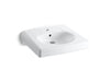 KOHLER Brenham Wall-mount or concealed carrier arm mount commercial bathroom sink with single faucet hole