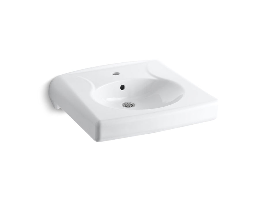 KOHLER Brenham Wall-mount or concealed carrier arm mount commercial bathroom sink with single faucet hole
