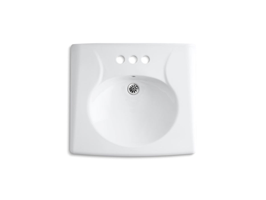 KOHLER K-1997-4 Brenham Wall-mount or concealed carrier arm mount commercial bathroom sink with 4" centerset faucet hole