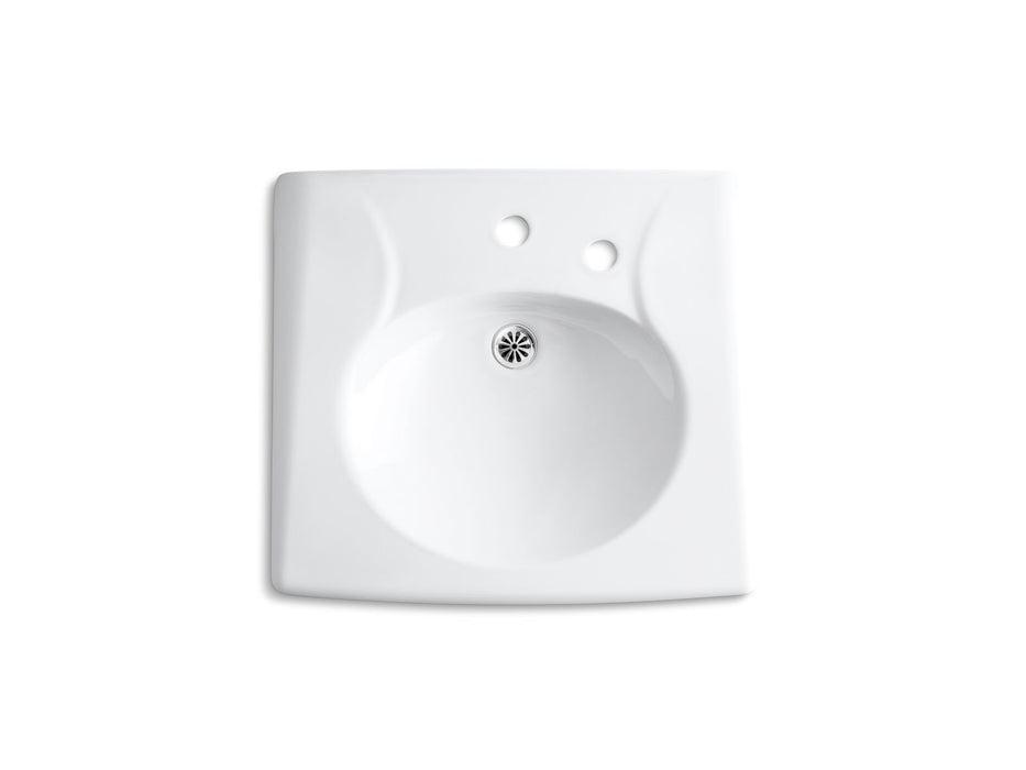 KOHLER K-1997-1NR Brenham Wall-mount or concealed carrier arm mount commercial bathroom sink with single faucet hole, no
