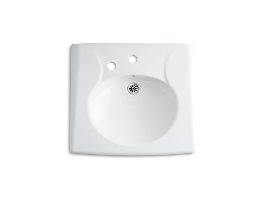 KOHLER K-1997-1L Brenham Wall-mount or concealed carrier arm mount commercial bathroom sink with single faucet hole and 