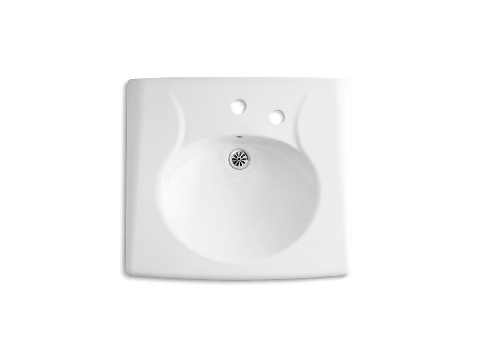 KOHLER K-1997-1R Brenham Wall-mount or concealed carrier arm mount commercial bathroom sink with single faucet hole and 