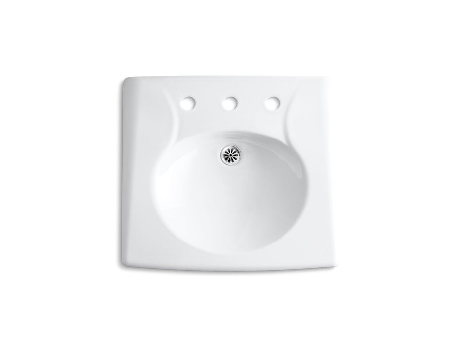 KOHLER K-1997-8N Brenham Wall-mount or concealed carrier arm mount commercial bathroom sink with widespread faucet holes