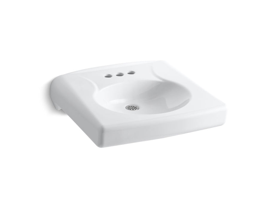 KOHLER K-1997-SS4N Brenham Wall-mount or concealed carrier arm mount commercial bathroom sink with 4" centerset faucet h