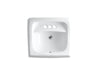 KOHLER K-2005 Kingston 21-1/4" x 18-1/8" wall-mount/concealed arm carrier bathroom sink with 4" centerset faucet holes