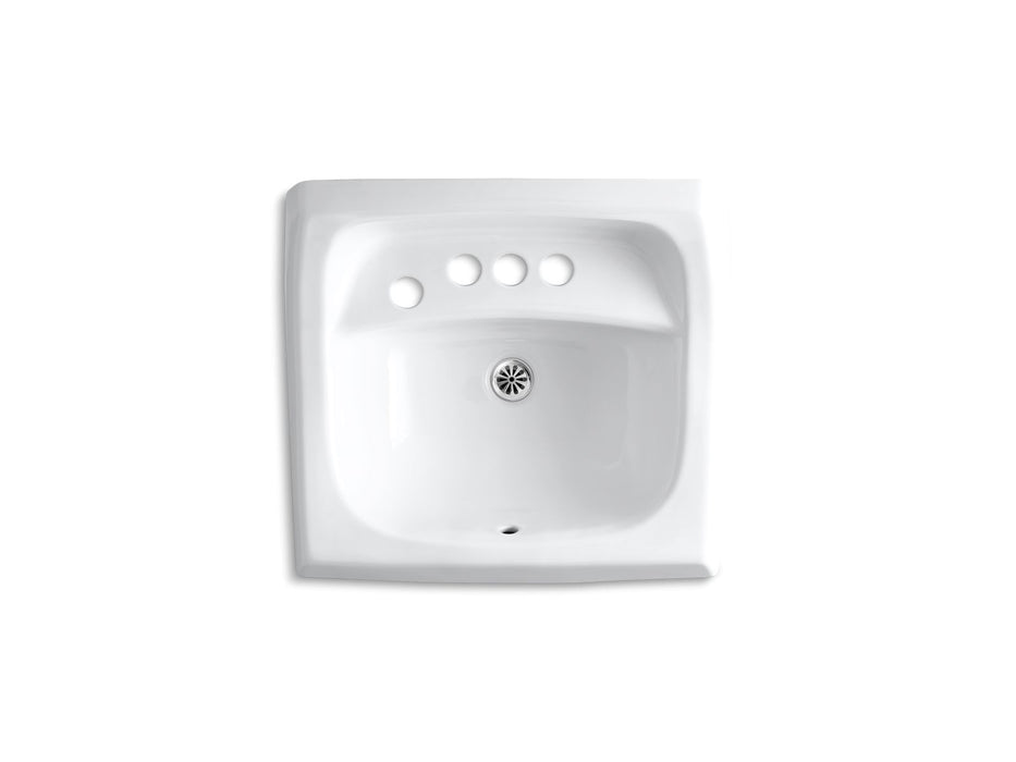 KOHLER K-2005-L Kingston 21-1/4" x 18-1/8" wall-mount/concealed arm carrier bathroom sink with 4" centerset faucet holes
