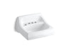 KOHLER K-2005-L Kingston 21-1/4" x 18-1/8" wall-mount/concealed arm carrier bathroom sink with 4" centerset faucet holes