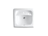 KOHLER K-2007-R Kingston 21-1/4" x 18-1/8" wall-mount/concealed arm carrier bathroom sink with single faucet hole and ri