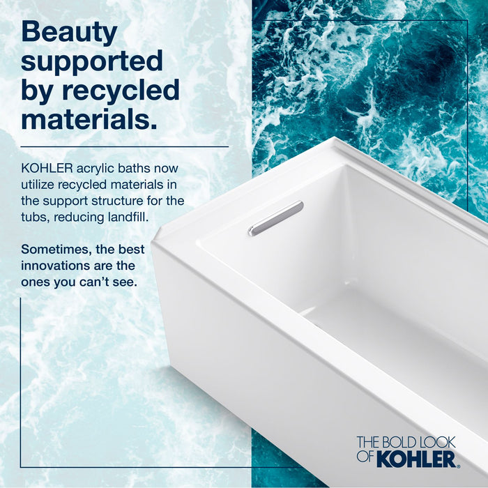 KOHLER K-20202-RA Underscore 60" x 32" alcove bath, right drain