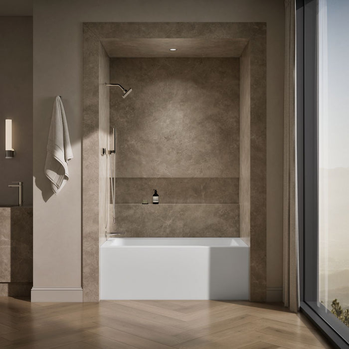 KOHLER Underscore 60" x 32" alcove bath with integral apron, integral flange, and left-hand drain