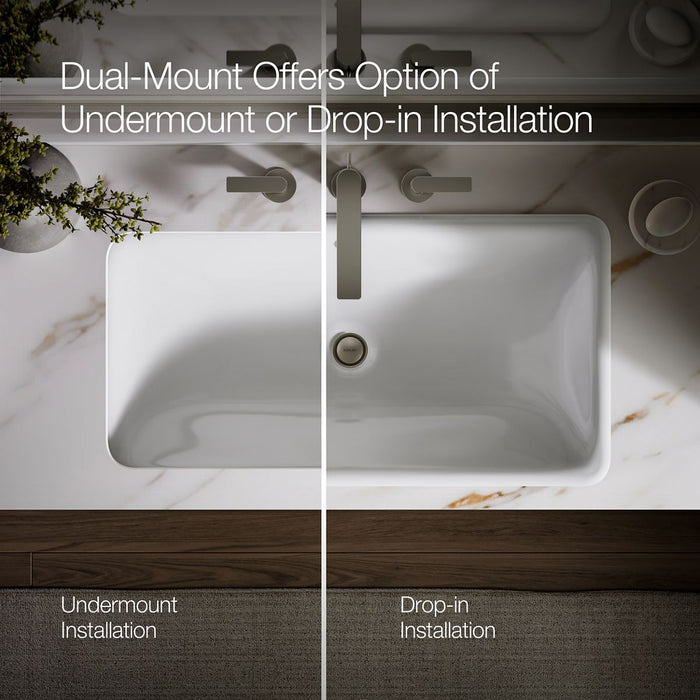 KOHLER K-20212 Iron Plains 30" rectangular drop-in/undermount bathroom sink, white - view 5