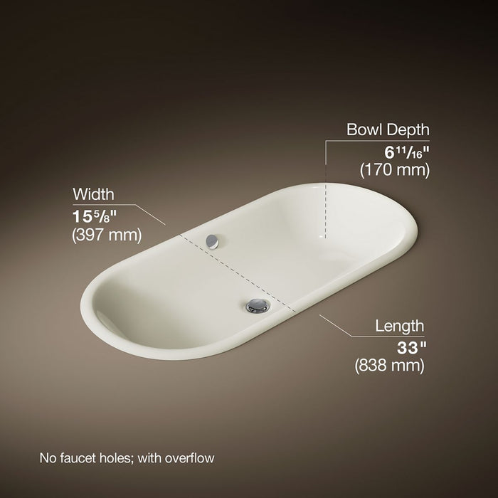 KOHLER Iron Plains 33" oval drop-in/undermount bathroom sink