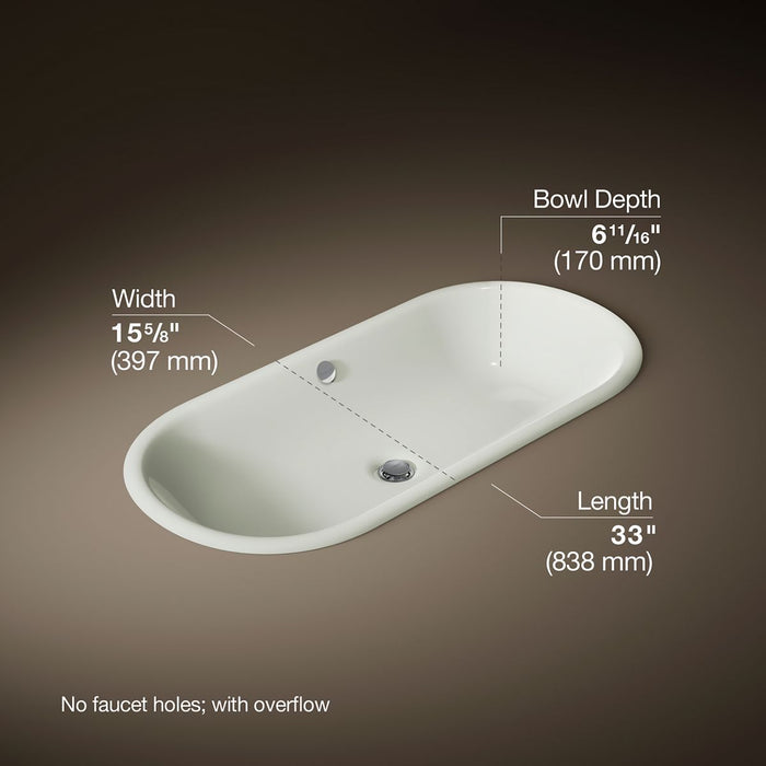 KOHLER Iron Plains 33" oval drop-in/undermount bathroom sink