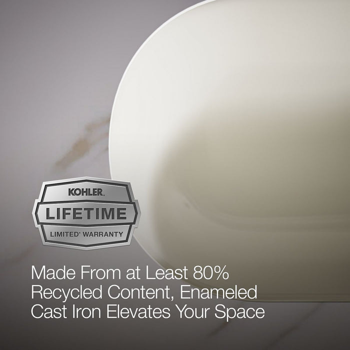 KOHLER K-20213-B Iron Plains 33" oval drop-in/undermount/vessel bathroom sink with Biscuit painted underside - view 3
