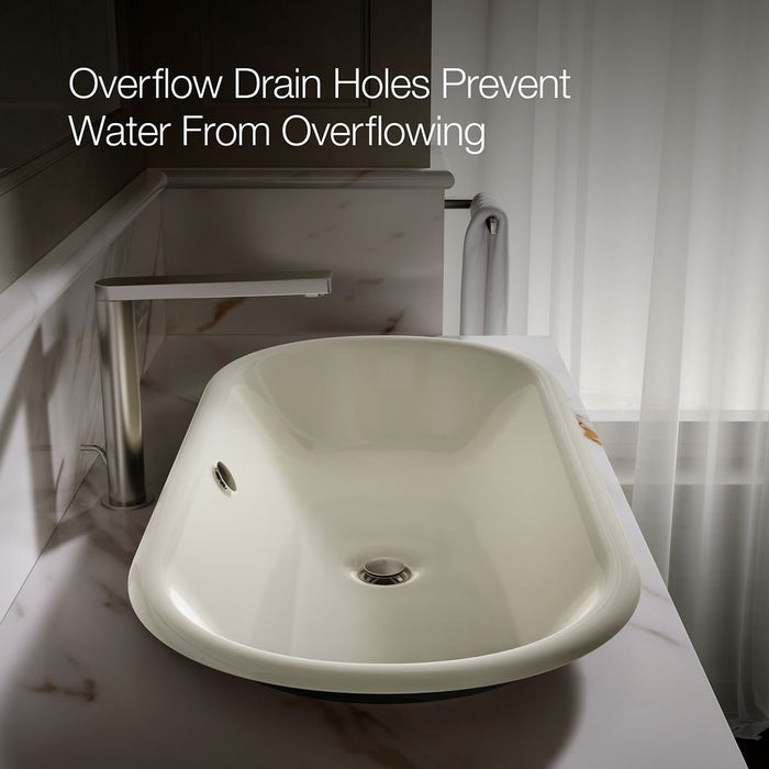 KOHLER K-20213-P5 Iron Plains 33" oval drop-in/undermount/vessel bathroom sink with Iron Black painted underside, biscuit...