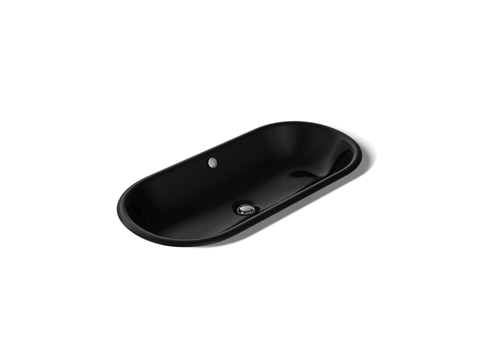 KOHLER K-20213-P5 Iron Plains 33" oval drop-in/undermount/vessel bathroom sink with Iron Black painted underside, black black