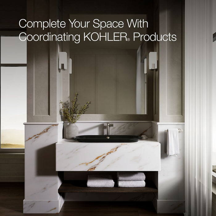 KOHLER K-20213-P5 Iron Plains 33" oval drop-in/undermount/vessel bathroom sink with Iron Black painted underside, black...