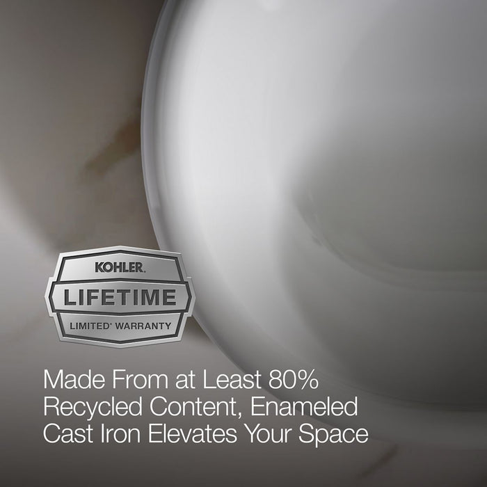 KOHLER K-20213-W Iron Plains 33" oval drop-in/undermount/vessel bathroom sink with White painted underside - view 3