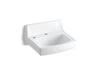 KOHLER Greenwich 20-3/4" x 18-1/4" wall-mount/concealed arm carrier bathroom sink with single faucet hole, no overflow and left-hand soap dispenser hole