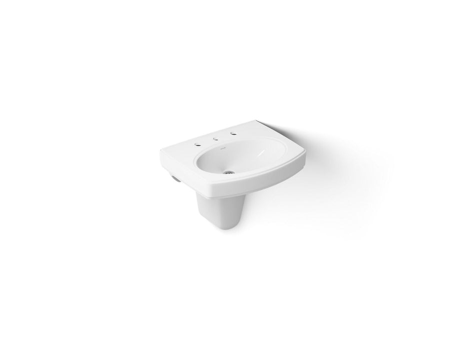 KOHLER K-2035-8 Pinoir 22" Oval Wall-mount Bathroom Sink, White - 3/4 view of product