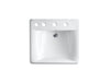 KOHLER K-2053-L Soho 20" x 18" wall-mount/concealed arm carrier bathroom sink with 8" widespread faucet holes and left-h