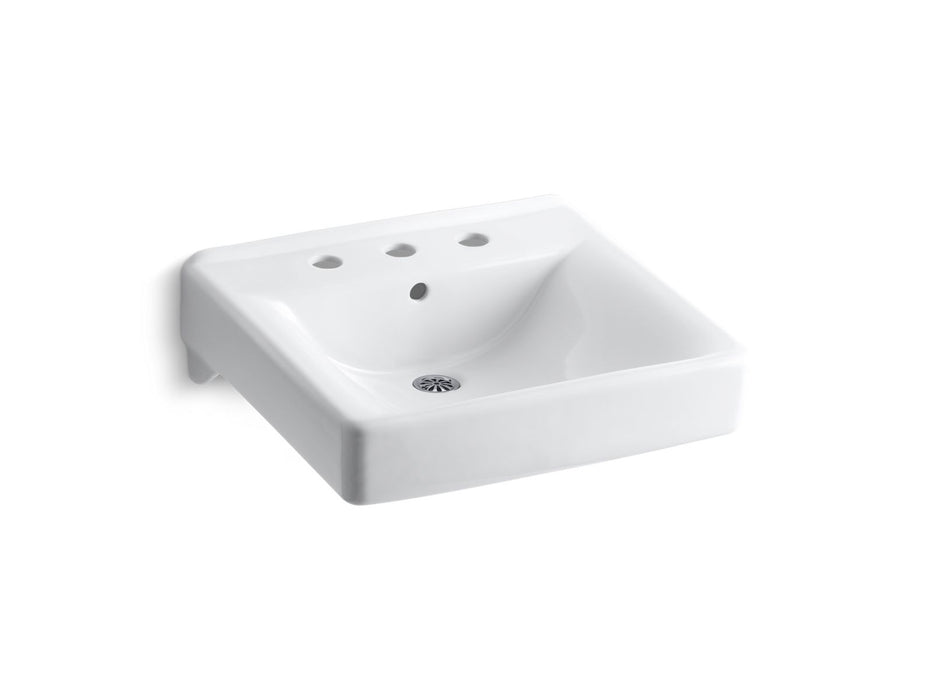 KOHLER Soho 20" x 18" wall-mount/concealed arm carrier bathroom sink with 8" widespread faucet holes