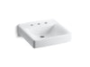 KOHLER K-2053-N Soho 20" x 18" wall-mount/concealed arm carrier bathroom sink with 8" widespread faucet holes, white