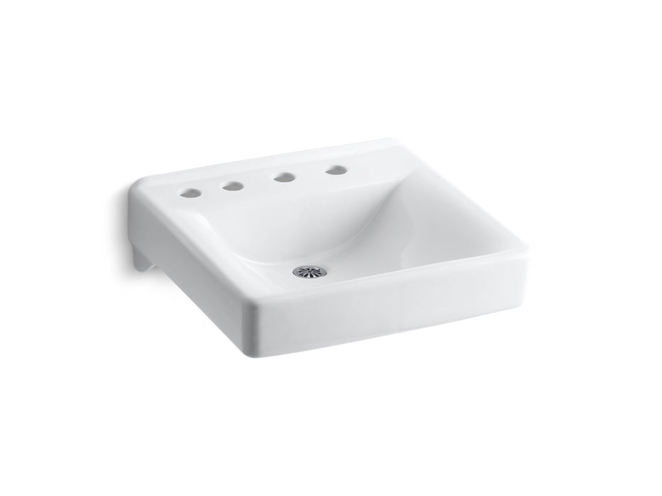 KOHLER K-2053-NL Soho 20" x 18" wall-mount/concealed arm carrier bathroom sink with 8" widespread faucet holes and...