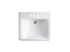 KOHLER K-2054-NR Soho 20" x 18" wall-mount/concealed arm carrier bathroom sink with 4" centerset faucet holes and right-