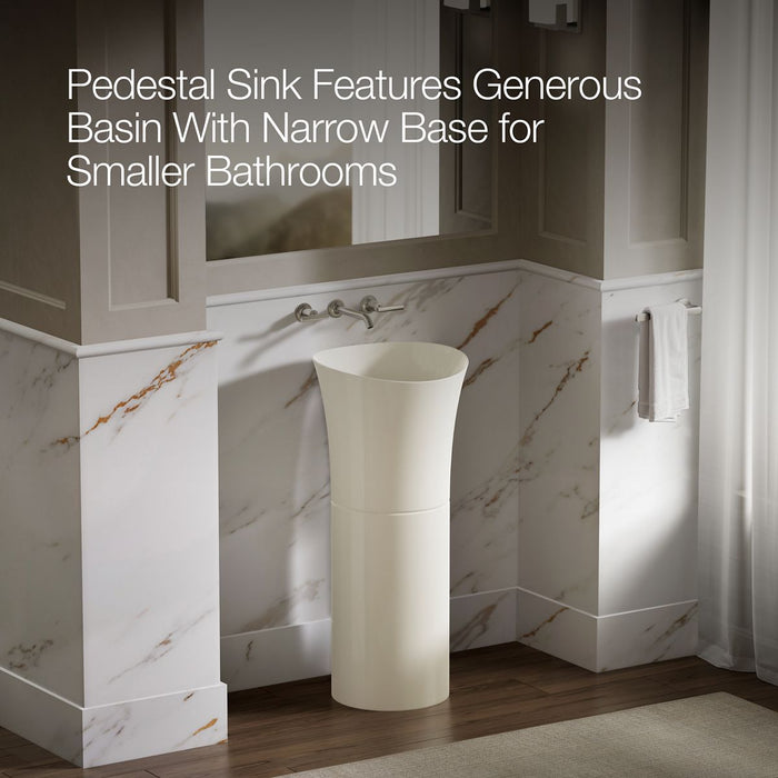 KOHLER K-20701-N Veil 16" pedestal bathroom sink, no overflow, biscuit - view 4
