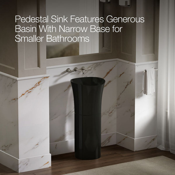 KOHLER K-20701-N Veil 16" pedestal bathroom sink, no overflow, black black - view 5