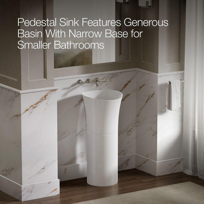 KOHLER K-20701-N Veil 16" pedestal bathroom sink, no overflow, white - view 3