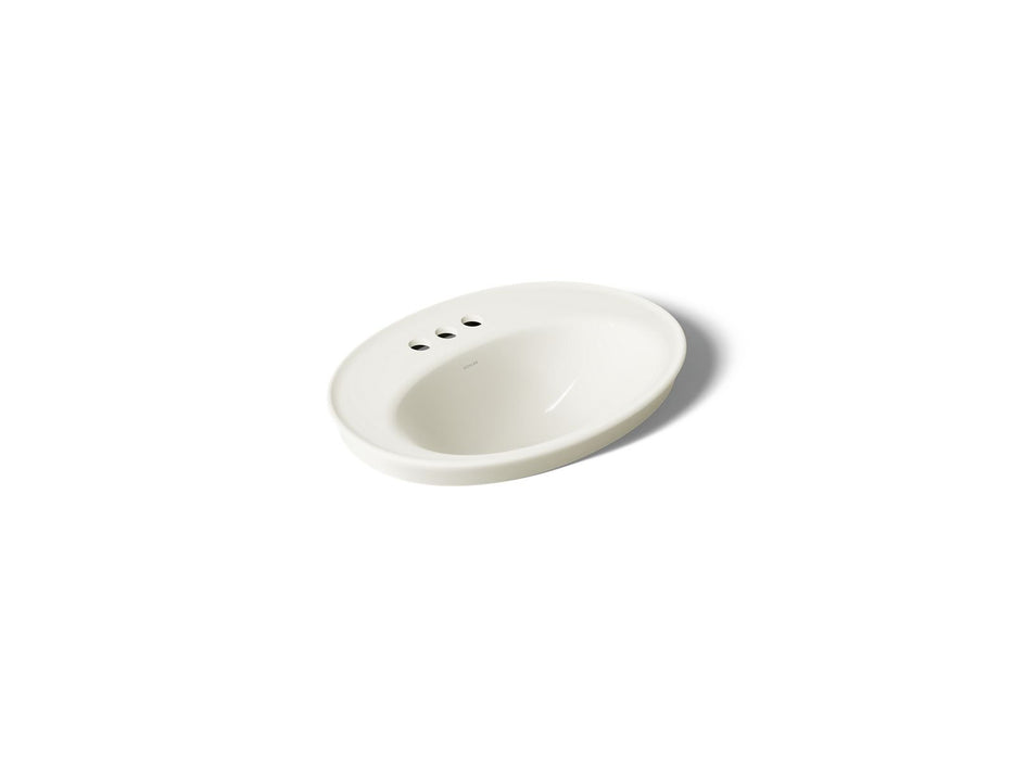 KOHLER K-2075-4 Serif 22-1/4" oval drop-in bathroom sink, biscuit