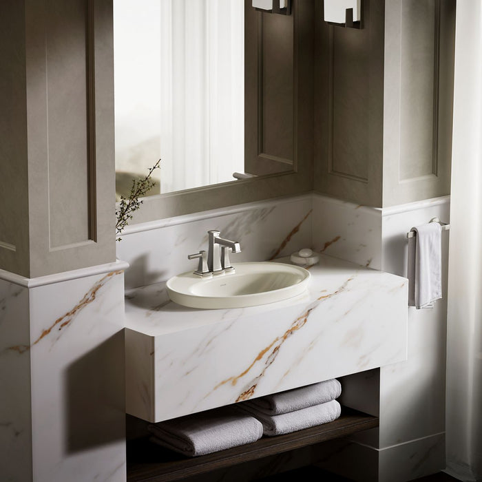 KOHLER K-2075-4 Serif 22-1/4" oval drop-in bathroom sink, biscuit - view 4